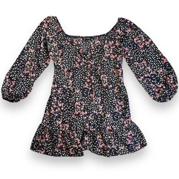 NWT As U Wish Floral-Print Peasant Dress Sz M - Picture 1 of 11